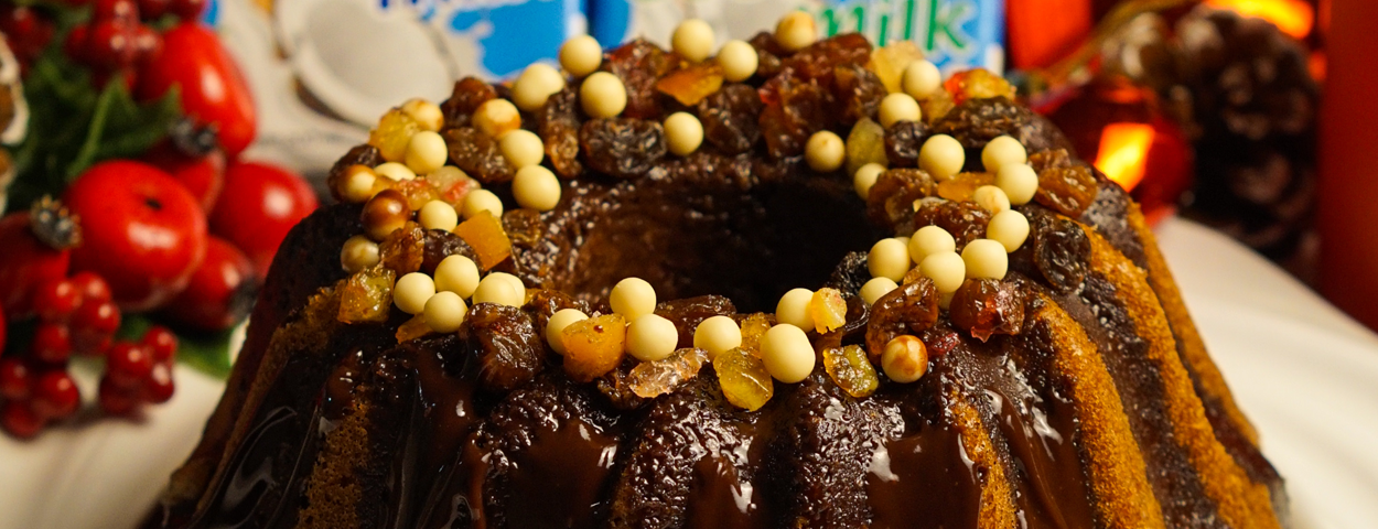 Coconut Bundt Cake with Dark Chocolate Ganache