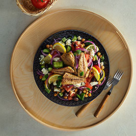 Greek Salad with Mackerel Fillet