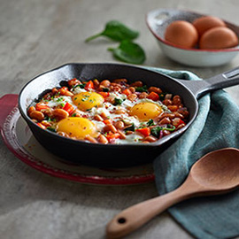 One Pan Baked Beans with Eggs